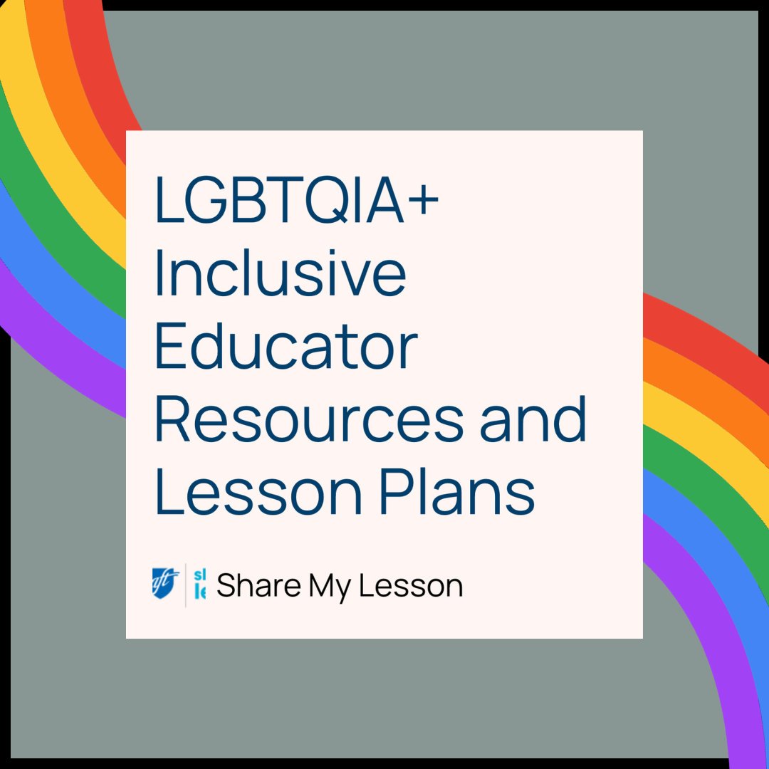 From LGBTQIA+ History Month to National Coming Out Day, we are taking every opportunity to celebrate our LGBTQIA+ community. 

Our classrooms must be safe places where LGBTQIA+ youth and educators are cherished. 

Find resources and lesson plans here: sharemylesson.com/lgbtqia-educat…