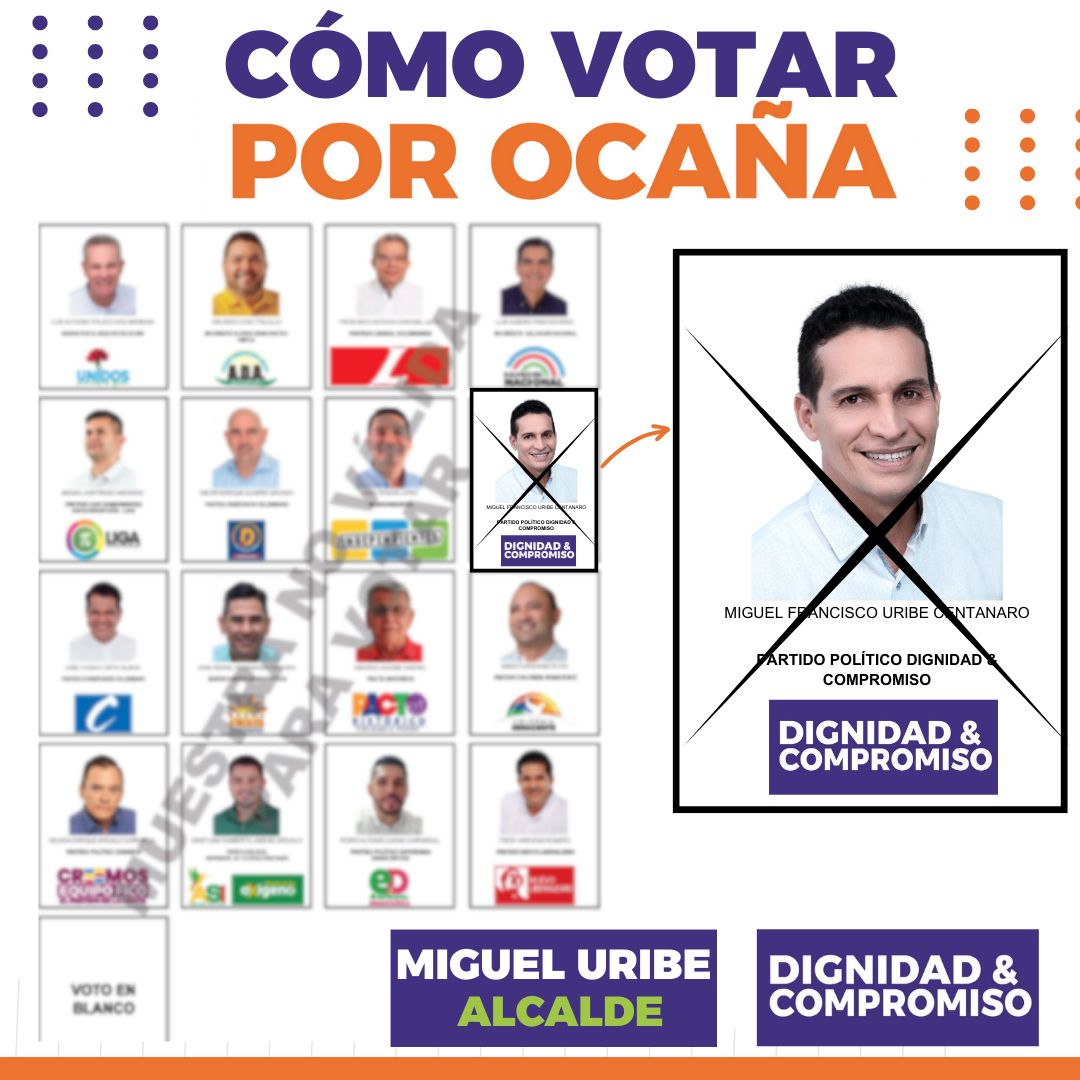 Este 29 de octubre tenés un compromiso con Ocaña. 

Está en tus manos el futuro de nuestra ciudad. 

Vota por Miguel Uribe.Nosotros podemos darle un nuevo comienzo a Ocaña.
