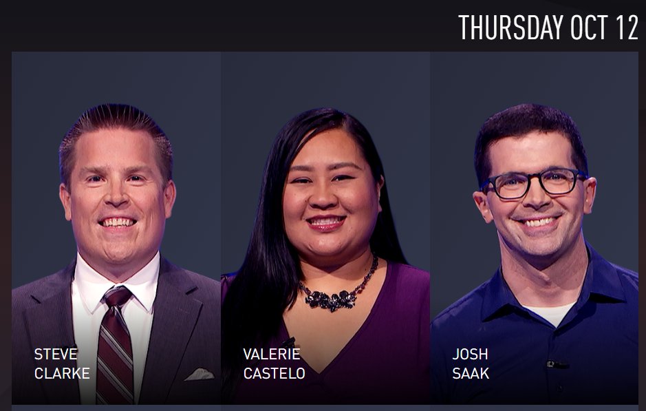 whoisalexjacob's tweet photo. 🥳 @schooloftriv player Josh Saak is appearing in the #Jeopardy Champions Wild Card tournament tonight. Congrats and good luck Josh!!