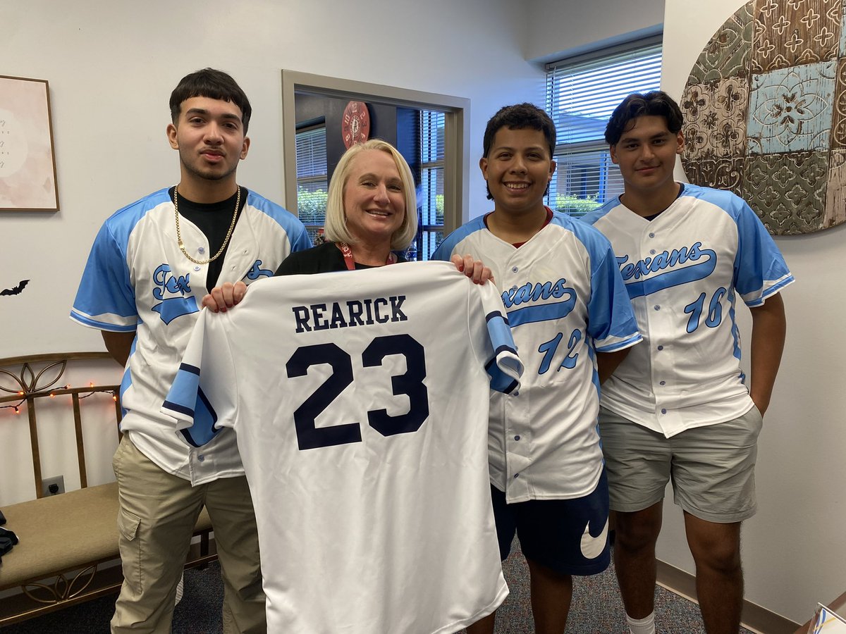 Thanks so much to <a href="/SRHSTX_BASEBALL/">Sam Rayburn Baseball</a> for my new favorite jersey and the <a href="/tiffstreats/">Tiff's Treats</a> that I am hiding from kids because they’re ALL MINE!!! Y’all are the best! 💙💙💙<a href="/SamRayburn_HS/">Sam Rayburn High School</a>