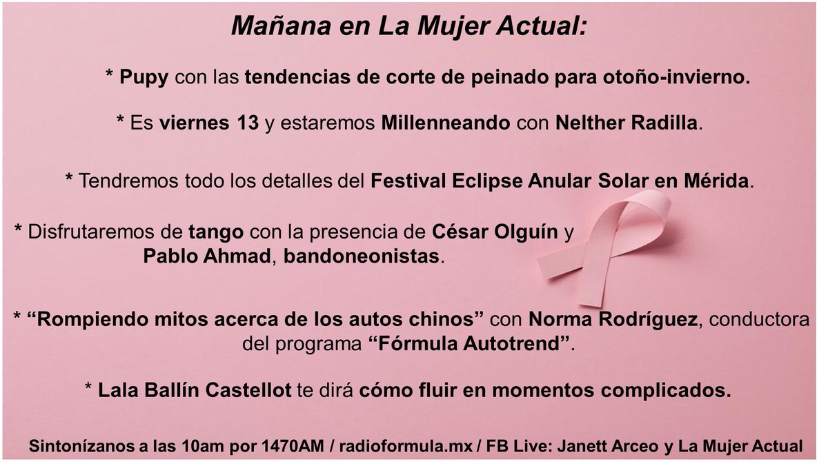 ¡Te esperamos! <a href="/pupyestilista/">Pupy Estilista</a> <a href="/NeyRadilla/">Nelther</a> #CésarOlguín <a href="/pabloahmadtango/">Pablo Ahmad</a> <a href="/formulautotrend/">Fórmula AutoTrend</a> #LalaBallínCastellot #FestivalEclipseAnularMérida <a href="/EclipsesMexico/">Eclipses México</a>