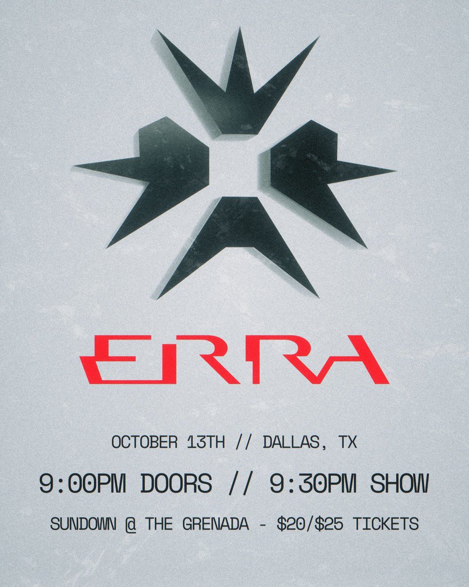Erra_Band's tweet photo. DALLAS:

We’ve added another last minute pop-up show TOMORROW (Friday) night at Sundown @ Granada. As you’ve probably already heard, the @badomenscult show was cancelled. Come through! Tickets at the link in the next post and at the door while quantities are available https://t.co/RzWcqvCyGC