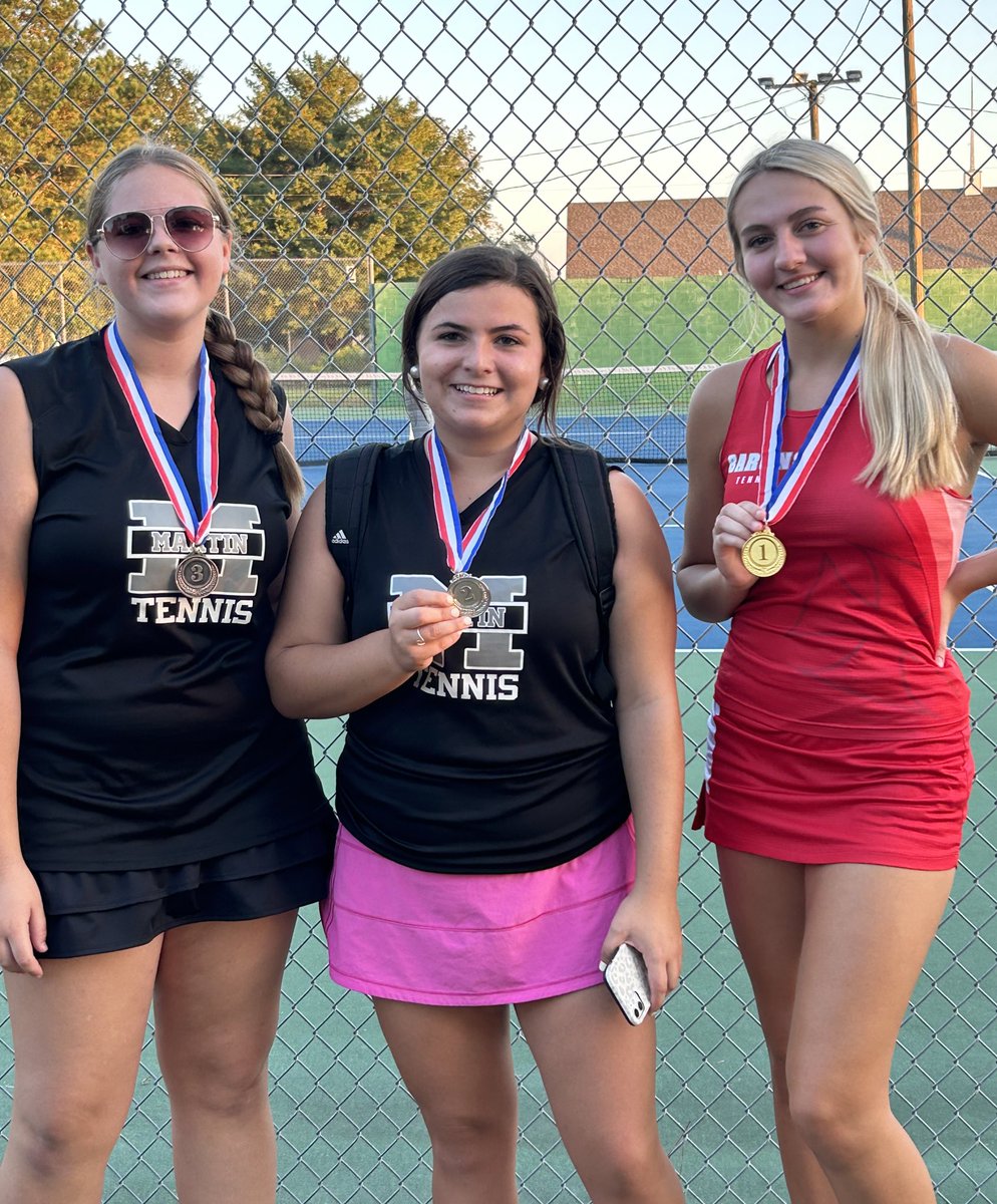 Great day at the Conference Tournament!! 

Congrats to Miley, Reagan, and Micah for qualifying for the regional 2A tournament in Snow Hill next week. 

All 6 of our players who participated won a medal. Martin players finished 1st and 3rd in doubles and 2nd and 3rd in Singles.