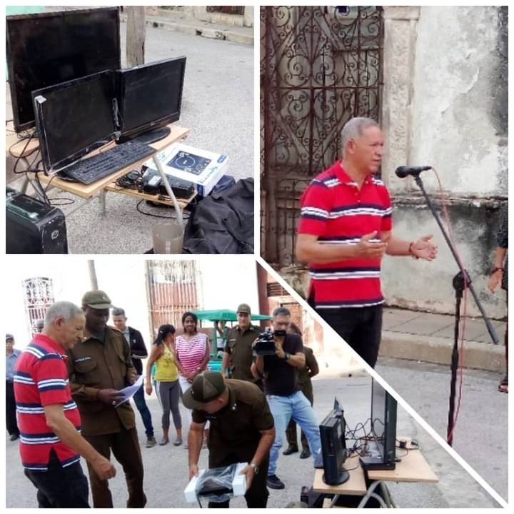 BrayanMCuba's tweet photo. Sigue nuestro Ministerio del Interior dando muestras de efectividad en su actuar, hoy nos alegra la restitución de bienes realizada a un buen amigo, nuestro querido periodista Naranjo. En menos de 24hrs fueron recuperados los bienes sustraídos y detenidos los malechores.
#Comark https://t.co/Nh2XeBbV5s