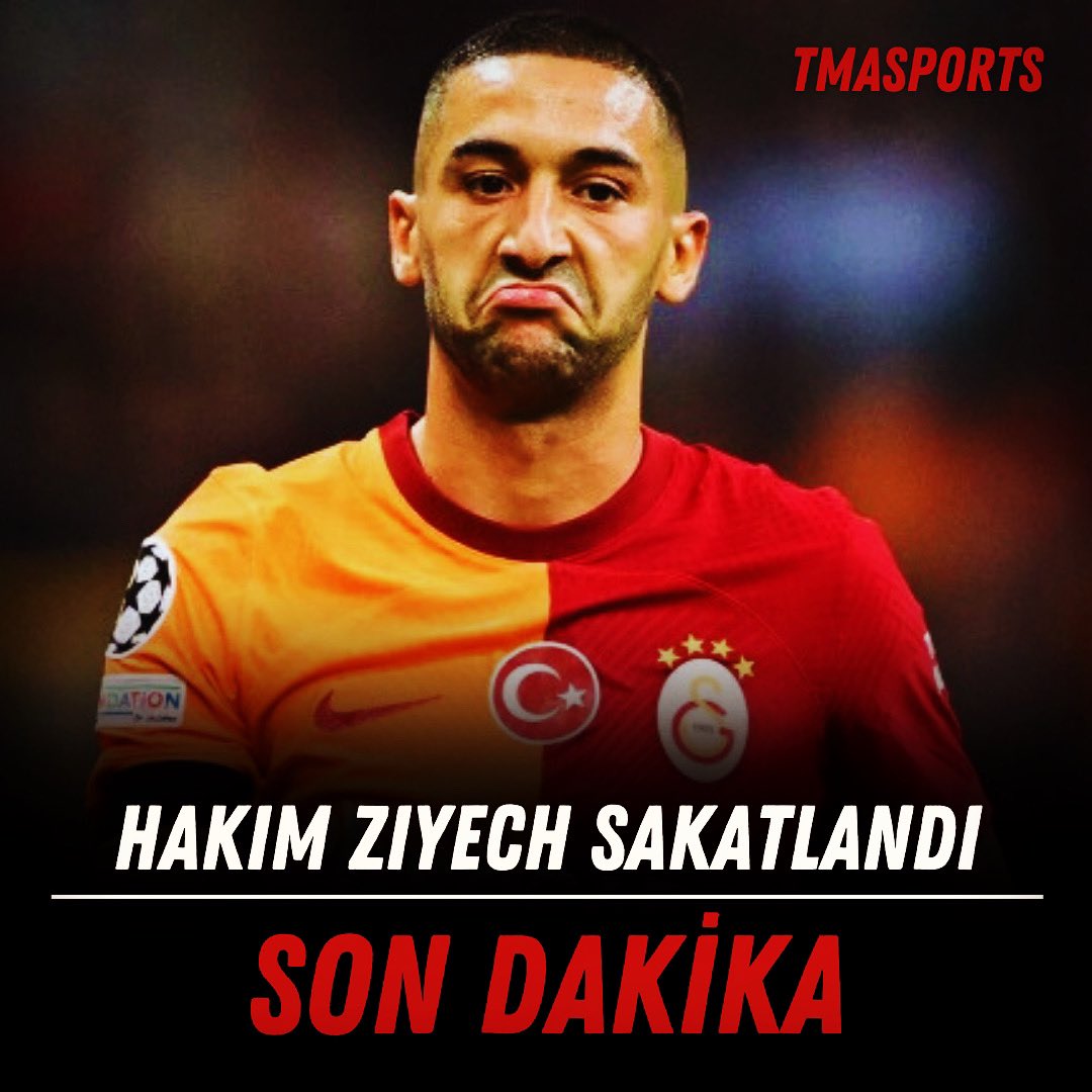 SportsTma's tweet photo. #SONDAKİKA 🏥Fas Milli Takımı Teknik Direktörü Walid Regragui, Hakim Ziyech’e yapılan testlerde uyluk kasında yırtık olduğunu açıkladı!

#sakatlık #ziyech #süperlig #galatasaray #sondakika #fyp https://t.co/jRQLxCh836