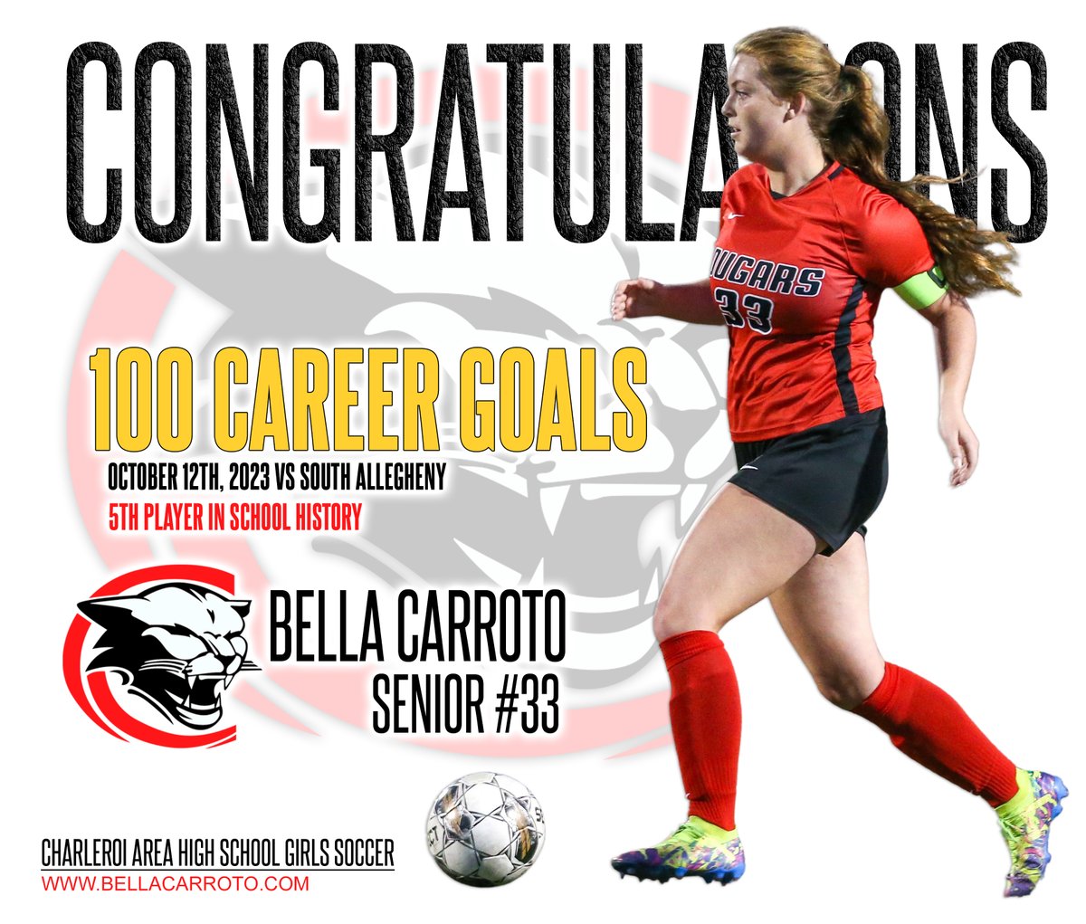 Congratulations <a href="/bella_carroto/">Bella Carroto</a> on your 100th career goal tonight!!! <a href="/CharleroiSD/">Charleroi SD</a> <a href="/AthleticsCasd/">CASD Athletics</a> 
<a href="/MVI_sports/">MVI Sports</a> <a href="/live_mvi/">MVI Live</a> <a href="/pghsoccernow/">Pittsburgh Soccer Now</a> <a href="/PGVarsityXtra/">PG Varsity Xtra</a> <a href="/wpialsportsnews/">WPIAL Sportsmen</a>