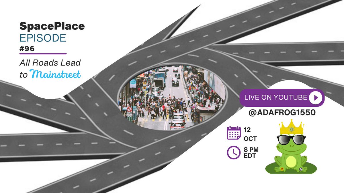 All roads lead to Mainstreet! 🛣️

Join @DripDropz_io tonight on Cardano SpacePlace Ep 96 as they share their vision for driving real-world adoption through their new p2p payment platform.

8PM ET 🕗
buff.ly/3ZQ7IQI 

#Cardano #p2ppayments #adoption #crypto