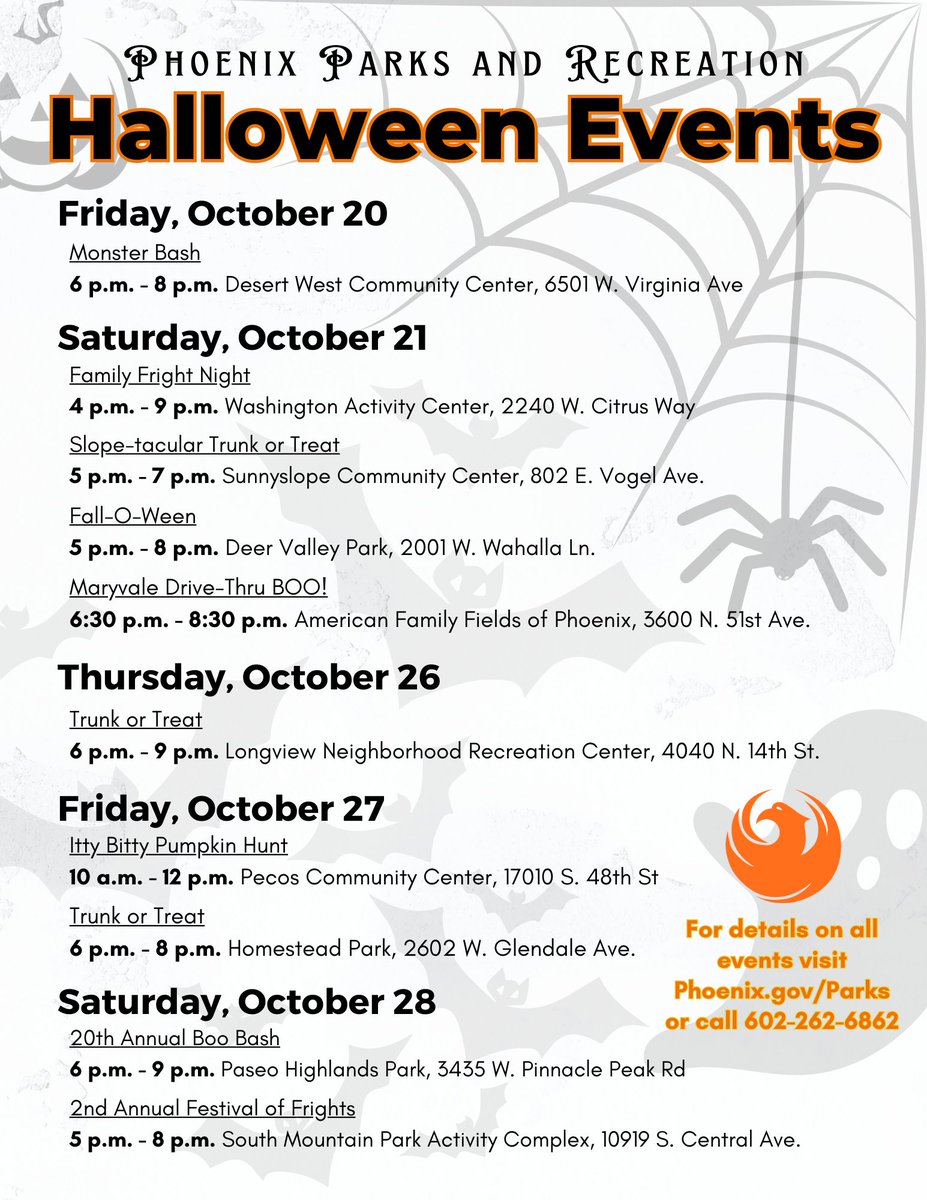 Phoenix Parks and Recreation 2023 Halloween Events