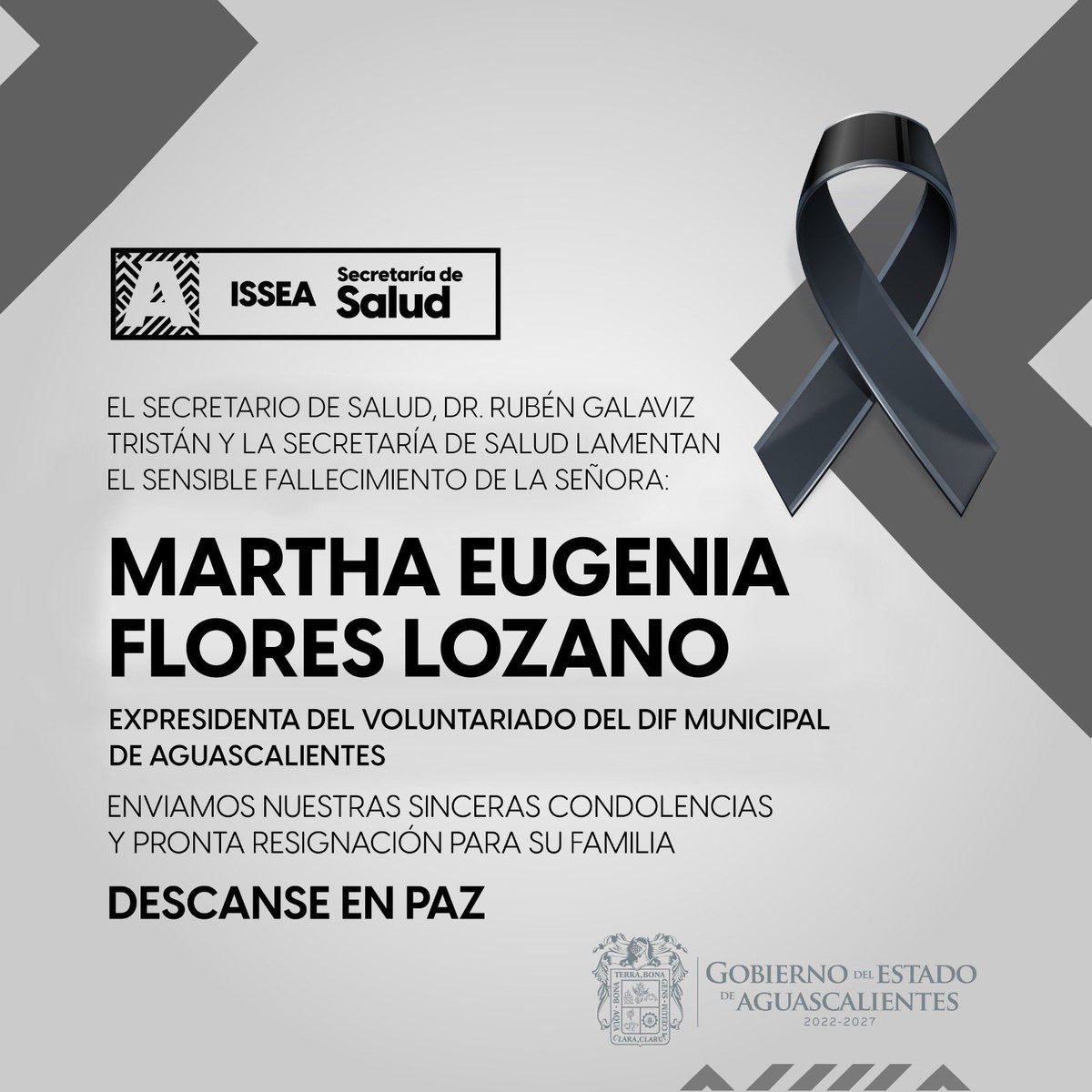 Con profunda pena lamentamos el fallecimiento de la señora Martha Eugenia Flores Lozano.  

Le deseamos pronta resignación a sus seres queridos.

Que descanse en paz.