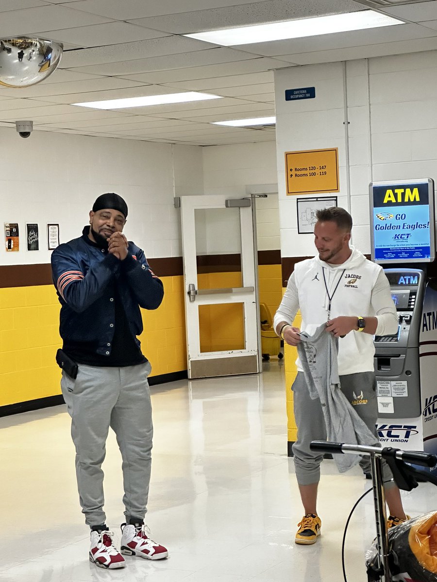 HDJacobsFBall's tweet photo. We want to thank Anthony for always getting our student athletes to their competitions safely.  On top of that, he brings an infectious positive energy to all our student athletes.  He loves rooting on our teams which is why we made him an honorary Player of the Week this week! https://t.co/UN3M5I4JhU