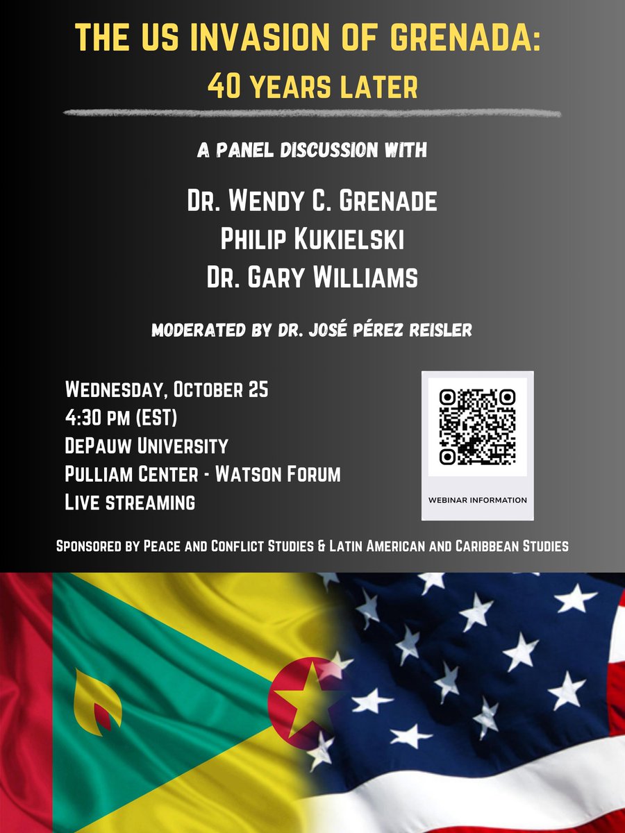 ProfCdpu's tweet photo. Excited about this collaborative event with Latin American &amp; Caribbean Studies and Peace and Conflict Studies @DePauwU And grateful to my new colleague Dr. José Pérez Reisler for organizing this event. https://t.co/R4UbR7pBLE