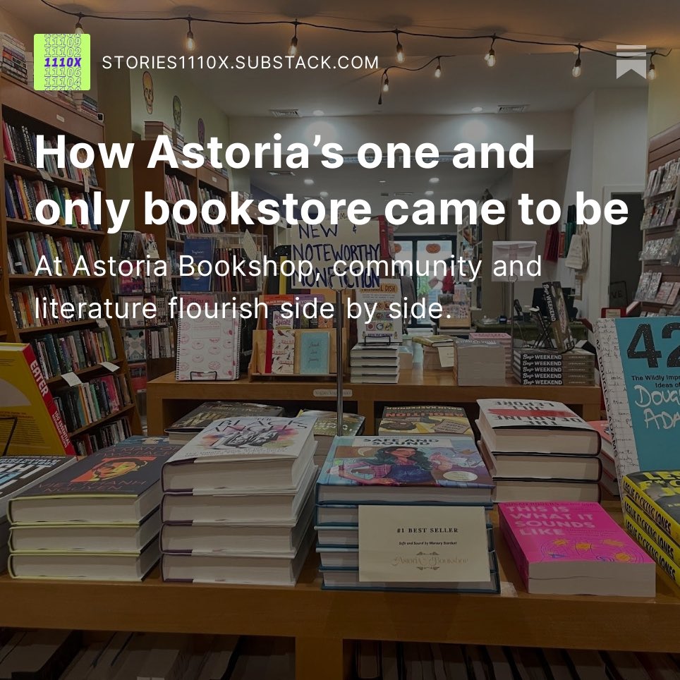 stories1110x's tweet photo. “I spent so many hours of my childhood and teenage years in bookstores,” the owner of @astoriabookshop told us. “It just feels like such a privilege to be that part of someone's life.”

How Astoria’s one and only bookstore came to be:
https://t.co/XuPVYchr2B https://t.co/rnnOXL4clM