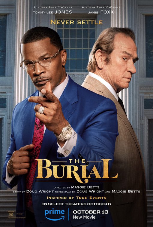 MatthewACherry's tweet photo. I really loved this movie. It felt like it had the DNA of the great mid tier movies that got made ages ago that don't get made anymore. Jamie was at the top of his game and Director and co-writer Maggie Betts killed it. #TheBurial now streaming on @PrimeVideo. https://t.co/0swz6dApDr