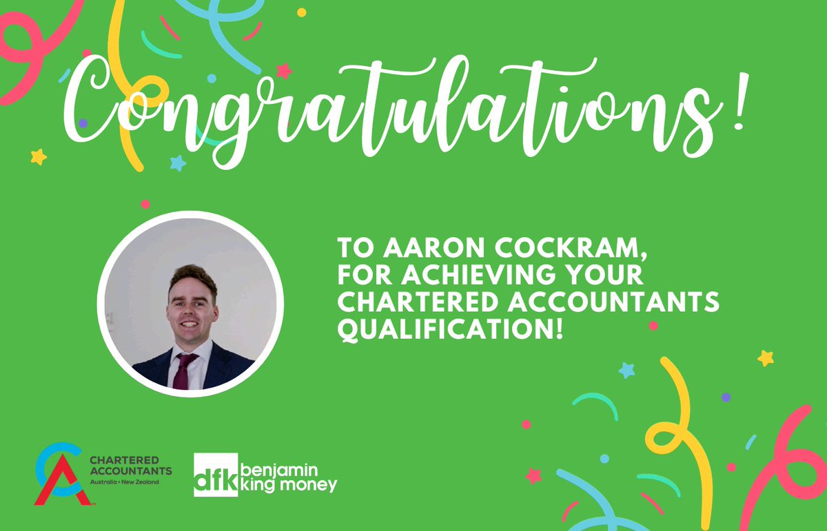 Huge congratulations to Aaron Cockram for achieving the Chartered Accountants qualification! We are very proud, and look forward to continue to watch you flourish as a CA certified accountant! 🎉