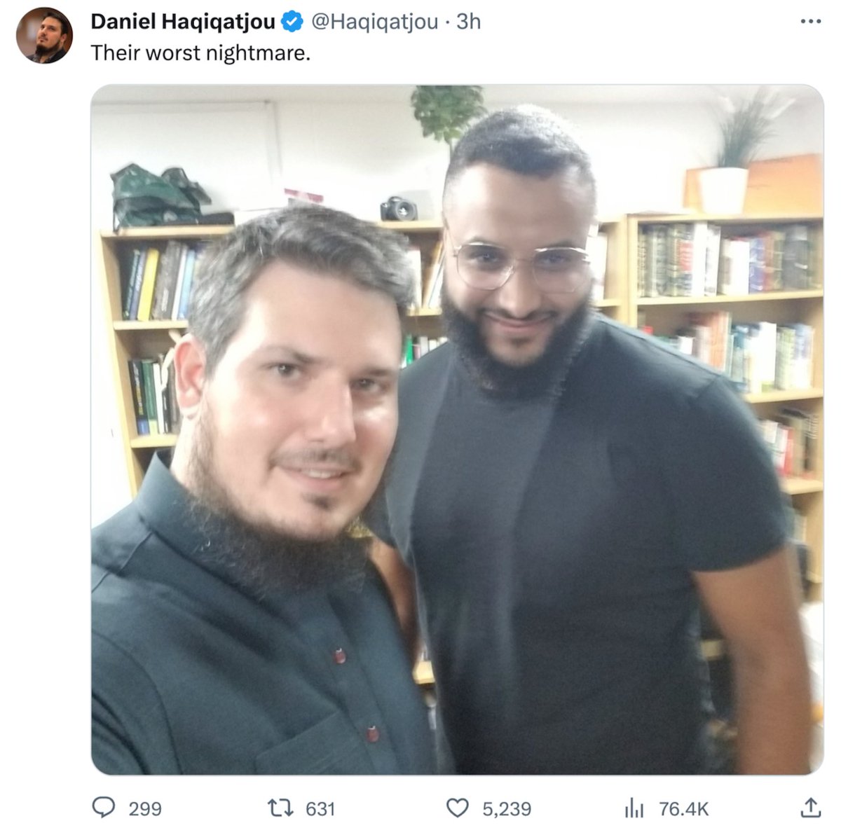 Acts17David's tweet photo. Since Daniel believes it's okay to have sex with an 11-month old baby (as long as you get parental consent), and Mohammed Hijab admits that the Quran allows sex with prepubescent 5-year-old girls, "their" in "their worst nightmare" must refer to toddlers. https://t.co/tozd90RcE0