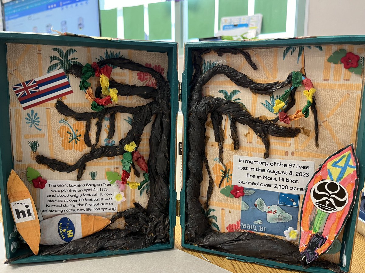 Our class also just finished our annual Dia De Los Muertos box for the LQ Museum. This year we dedicated it to the 97 lives lost in the Maui fires and the perseverance of the Lahaina Banyan tree. <a href="/MaryBerryPerry/">Mary Perry</a> <a href="/dsusd_innovate/">Dr. K. May-Vollmar</a>