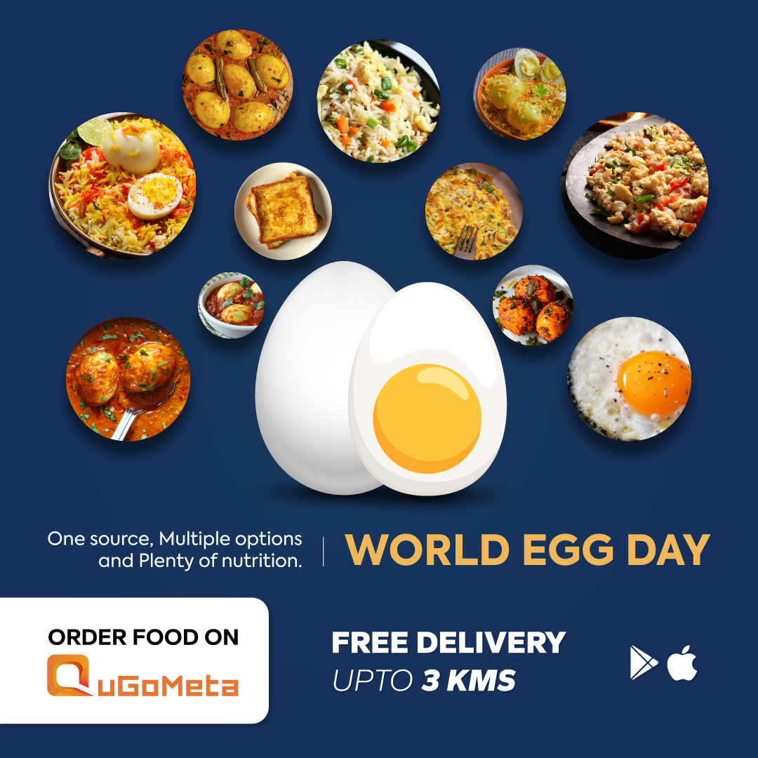 Egg: One source, Multiple options, and Plenty of nutrition.  🥚🍳🍮

Order Food on QuGoMeta 🥘🍛

Download the app now! 📱
bit.ly/3bAu8kz

#WorldEggDay #EggNutrition #EggRecipes #EggIndustry #ProteinSource #Eggcellent #eggs #eggsandwich #eggrecipes #qugometa