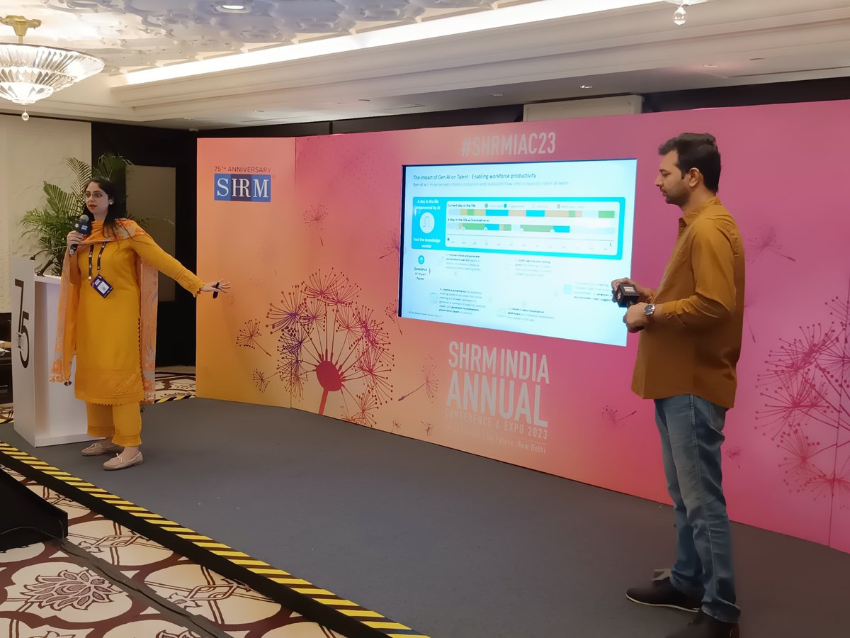 DeloitteIndia's tweet image. Japneet Kaur, Partner, Consulting, Deloitte India, and Aditya Agarwal, Director, Consulting, Deloitte India, conducted a masterclass on “GenAI for HR: The opportunities and challenges,” at SHRM India Annual Conference 2023.

#PeopleAnalytics #DataDrivenHR #HRAnalytics