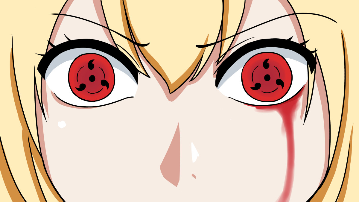 airaku_create's tweet photo. 風真いろはさんの「ものもらい」の話。

医者役を大蛇丸にしようと思いついたら、
いろはさんの目が写輪眼になりました。
（忍者じゃないでゴザルよ！）

#Hololive #ホロライブ #風真いろは #いろはにも絵を https://t.co/Ory7xDjHzX