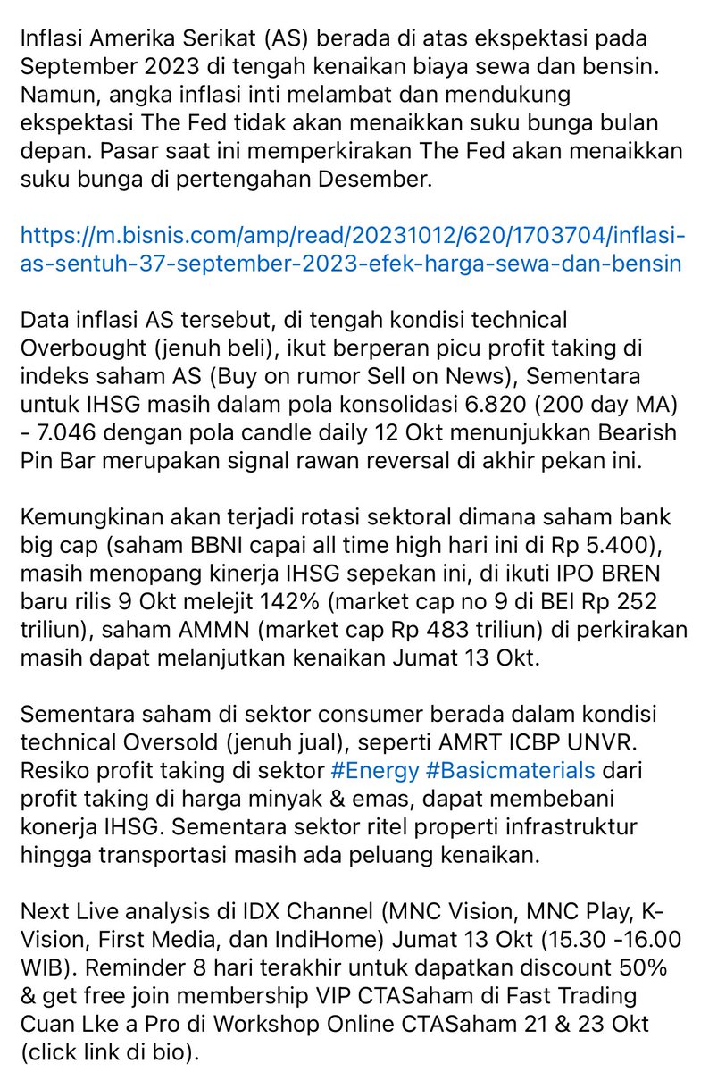 andri_zakarias's tweet photo. Inflasi Amerika Serikat (AS) berada di atas ekspektasi pada Sept 2023
#ctasaham
#chartctasaham
#IHSG
#saham
#IDX
#inflasi
#tradingsaham
#strategisaham
#Komoditas
#Marketcap
#BBCA
#BMRI
#BBRI
#BBNI
#BYAN
#TLKM
#ASII
#TPIA
#AMRT
#ICBP
#AMMN
#BREN
#RTIbusiness
#financeyahoo https://t.co/gEEAcJ3D8Y