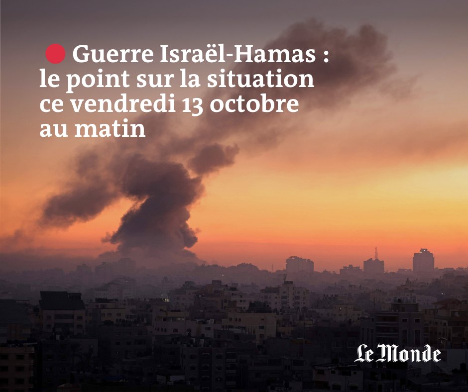 lemondefr's tweet photo. 🔴 𝗟𝗜𝗩𝗘 | Guerre Israël-Hamas : l’armée israélienne ordonne une évacuation massive du nord de la bande de Gaza vers le sud, l’ONU craint des « conséquences humanitaires dévastatrices ». 

Suivez notre direct ↪️ https://t.co/L4xaopKaEk