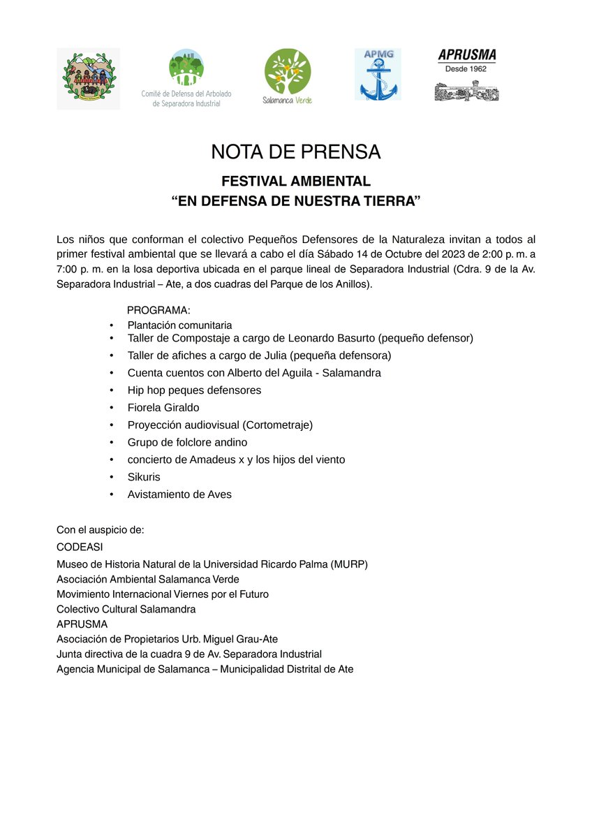 NoAlAnilloVial's tweet photo. @NonSequ29306346 Este 14 de Octubre FESTIVAL AMBIENTAL en Av. Separadora Industrial. ¡Los esperamos! Todos vivimos las consecuencias del calentamiento global, necesitamos tomar acciones ahora. Comparte por favor. https://t.co/TUIVSIr34M