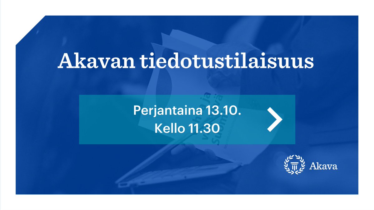 Tänään perjantaina kello 11.30 alkaen puheenjohtajamme @marialofg sekä varapuheenjohtajamme @JokinenJari, @KatarinaMurto, @VVRantamaula ja @mepsalo kommentoivat ajankohtaista työmarkkinatilannetta.

Seuraa verkkolähetystä: webcasting.fi/akava/6tstpJ7G/

#ParemmanTyöelämänPuolesta