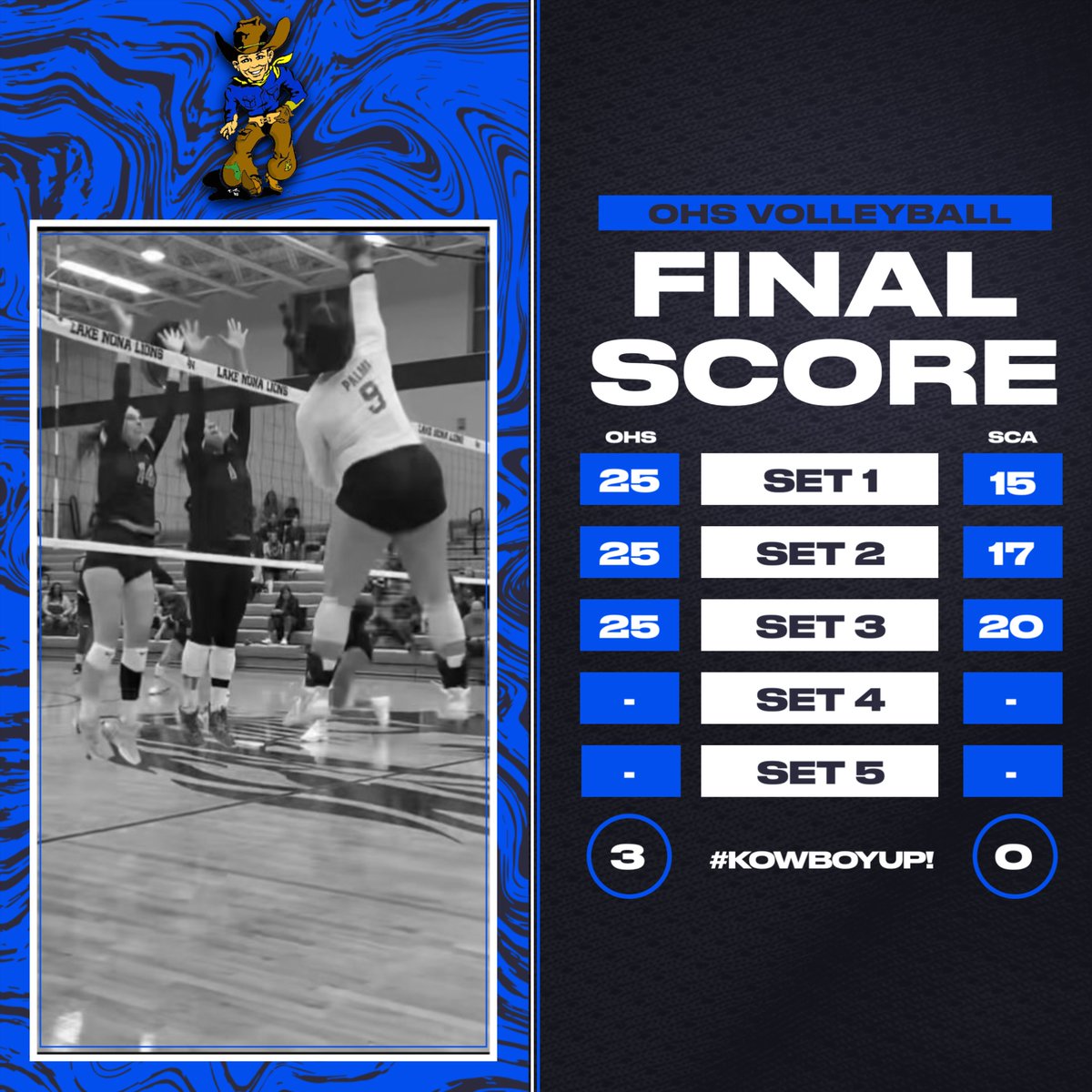 @KowboyAthletic Volleyball send their seniors out in style with a 3 set win over Southland Christian! C. Palmi scores her 1000 kill in the 1st set. On to districts! #KowboyUp! <a href="/osvarsity/">Sentinel Varsity</a> <a href="/sdocathletics/">SDOC ATHLETICS</a> @osceolasports @posiitiveosceola