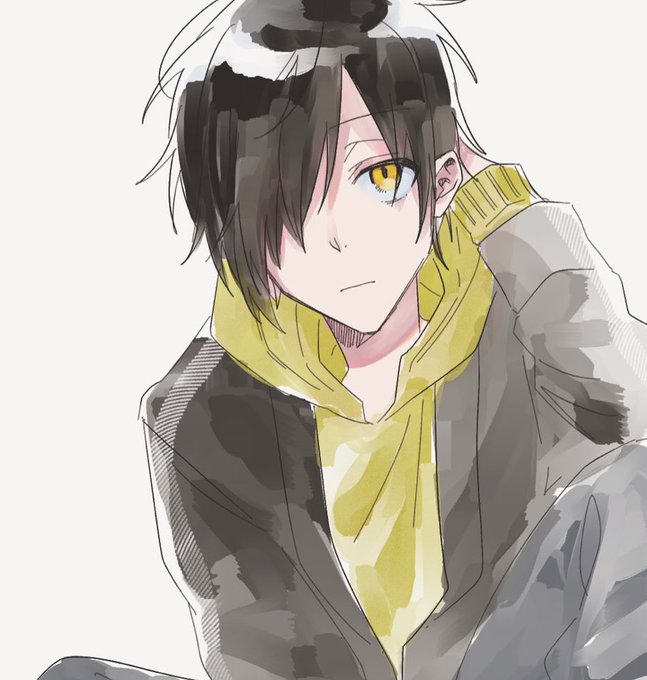 「hair over one eye yellow hoodie」 illustration images(Latest)