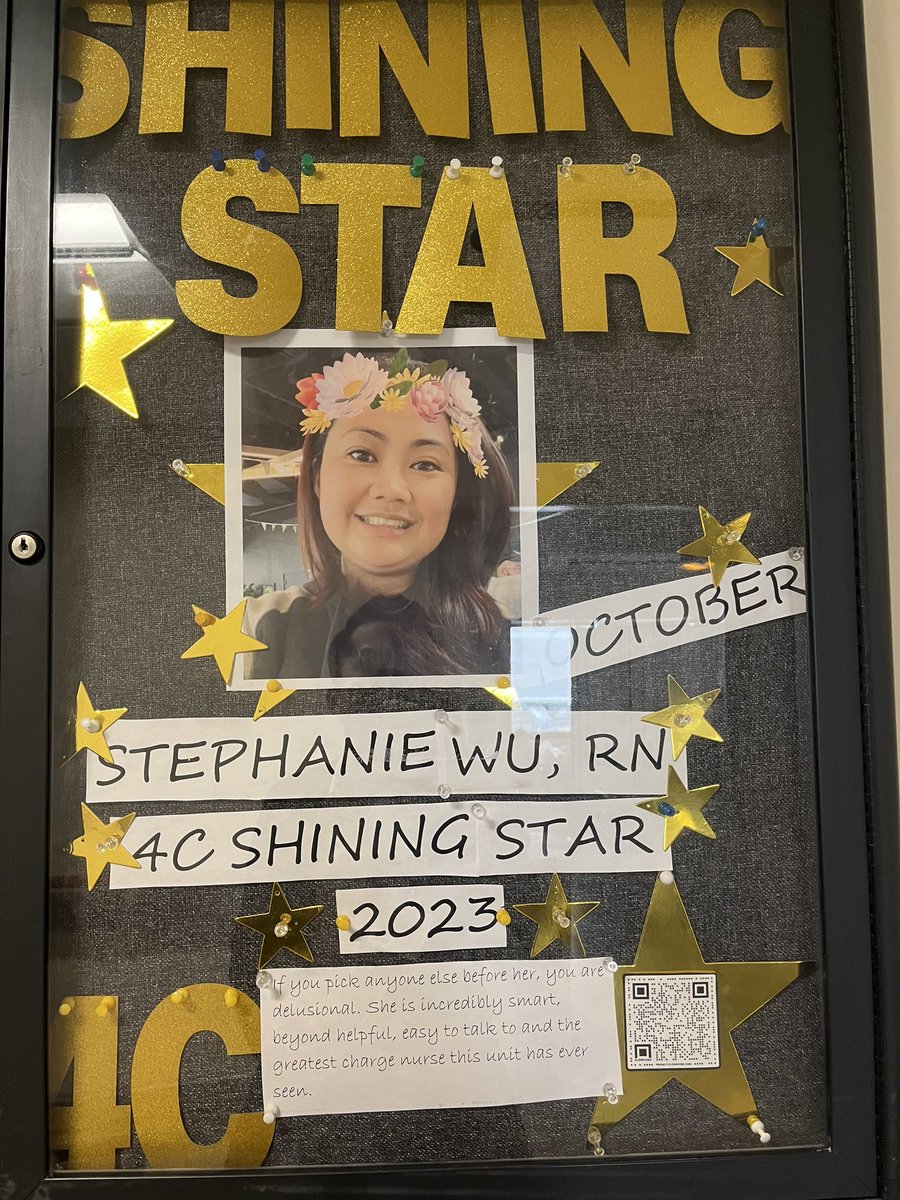RichardCanlas9's tweet photo. ‘The greatest charge nurse this unit has ever seen’ - The most heartfelt recognition always comes from your own peers. With more than 15 years of service under her belt, Stephanie is the charge nurse you can always count on! 💫 #shiningstar https://t.co/4S4p2BfGss