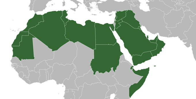 Musashiyamoro's tweet photo. Green is Arab world? Tiny speck is jews. Tell me again how this is a genocide? Or how it's apartheid? https://t.co/Z3u1rrTFIr