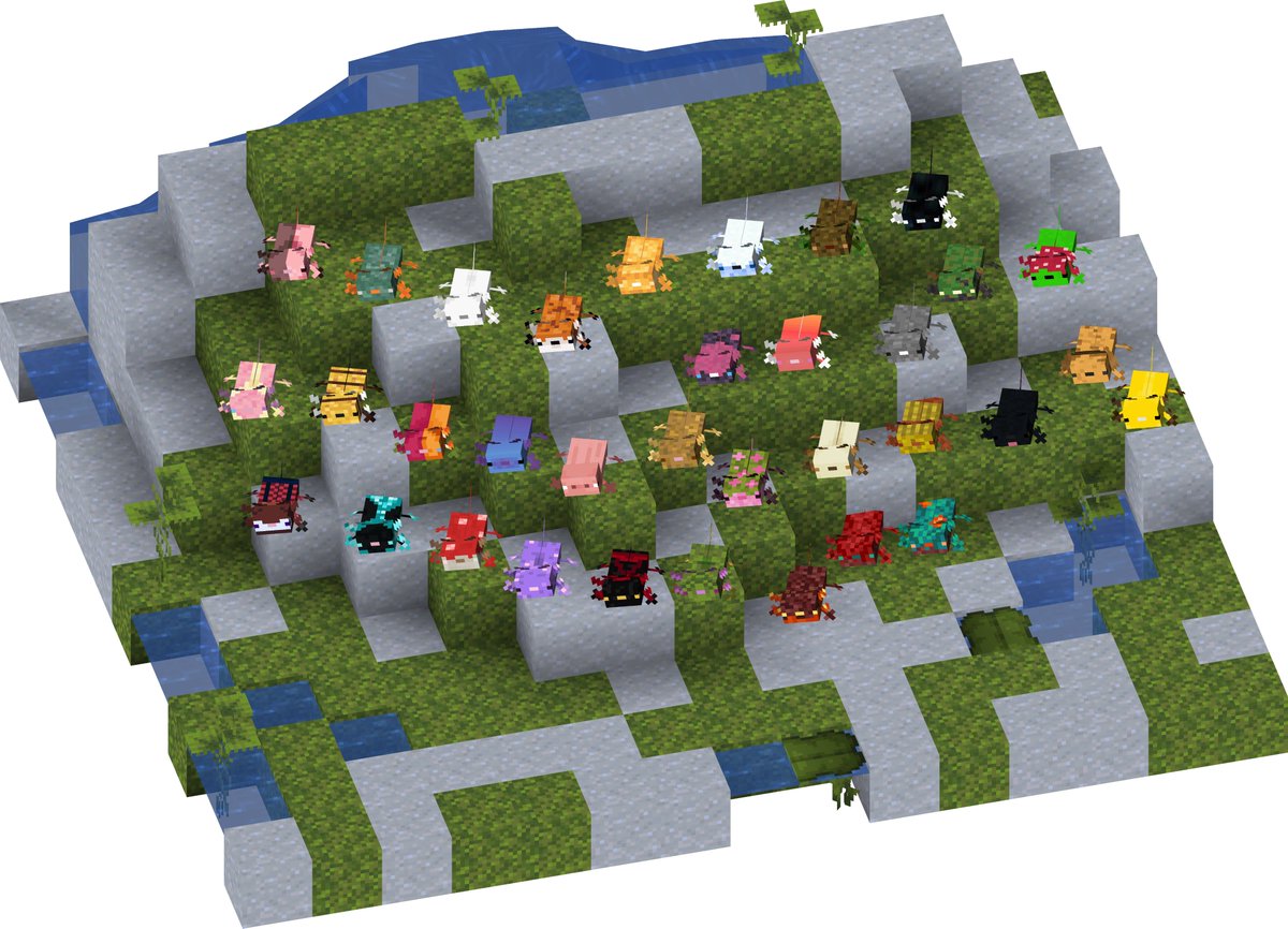 A little late to the party BUT LOOK! everyone!
<a href="/a5ho9999/">A5ho9999</a>
released our "official" Axolotl addition that Neko has so diligently been creating! there is a total of 34! YES THIRTY FOUR! new axo variations!

modrinth.com/mod/cottagecra…

#moddedminecraft #minecraftmod #Minecraft