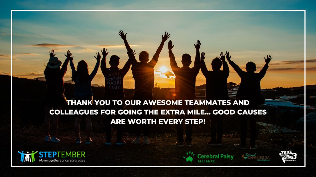Worth the extra effort 💪 - for our @STEPtemberAU challenge, we joined @RapidGlobal to allocate donations to three causes close to our hearts: @Take3fortheSea, @SecondChancesSA  and @CPAllianceAU

#STEPtemberAU #movetogether #inclusion #cerebralpalsy #take3forthesea