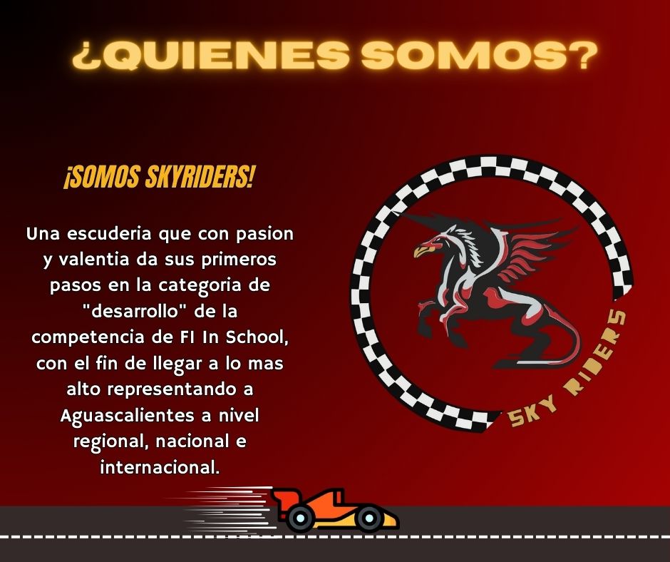 SkyRiders_Ags's tweet photo. ¿QUIENES SOMOS? 👀
#f1inschool #skyriders #skyridersteam #escuderiaskyriders #ciencia #tecnologia #innovacion #mexico #Aguascalientes https://t.co/ZyT43oYlkf