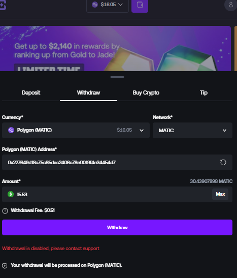 BordonGordon's tweet photo. @shufflecom 🎰 Withdrawal function issues need addressing. Please assist. #Service @shufflecom https://t.co/tcUR5NJhIU