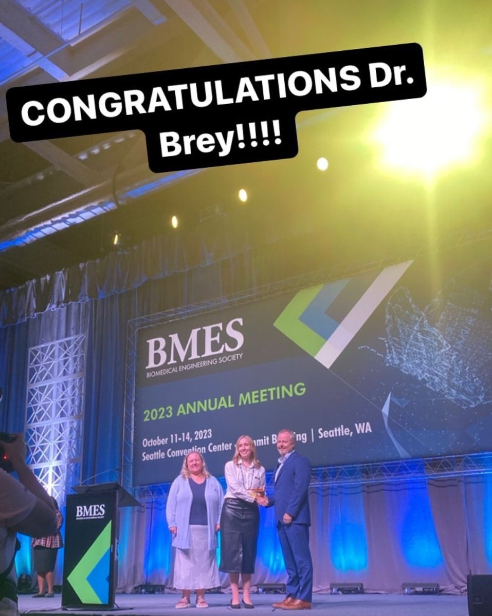 We close the second day at the <a href="/BMESociety/">Biomedical Engineering Society</a> with great news. Dr. Brey <a href="/brey_lab/">Eric Brey</a> is now one of the new BMES Fellows! 🎉 He was honored with The 2023 BMES Grade of Fellows for his achievements in the field of BME and his 20+ years of experience in biomaterials research