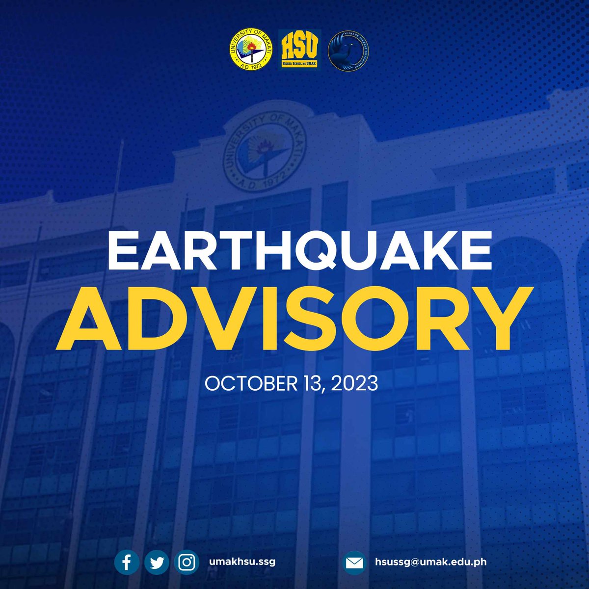 UMakHSU_SSG's tweet photo. 📢 𝗔𝘁𝘁𝗲𝗻𝘁𝗶𝗼𝗻, 𝗛𝗲𝗿𝗼𝗻𝘀 𝗮𝗻𝗱 𝗟𝗮𝗱𝘆 𝗛𝗲𝗿𝗼𝗻𝘀! 📢

As per the recent earthquake information, Metro Manila has experienced Intensity IV during the recent Batangas Earthquake. Aftershocks are expected. https://t.co/yVfahrY8I0