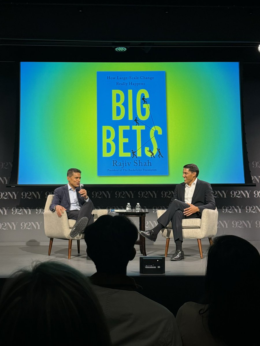 JGrego_25's tweet photo. Great conversation tonight @FareedZakaria &amp; @rajshah! 

One question I’d love to hear your thoughts on: how do you see generative AI accelerating or decelerating the areas discussed (nutrition, energy access, changing food sources, etc) https://t.co/SUdC7Y55qJ