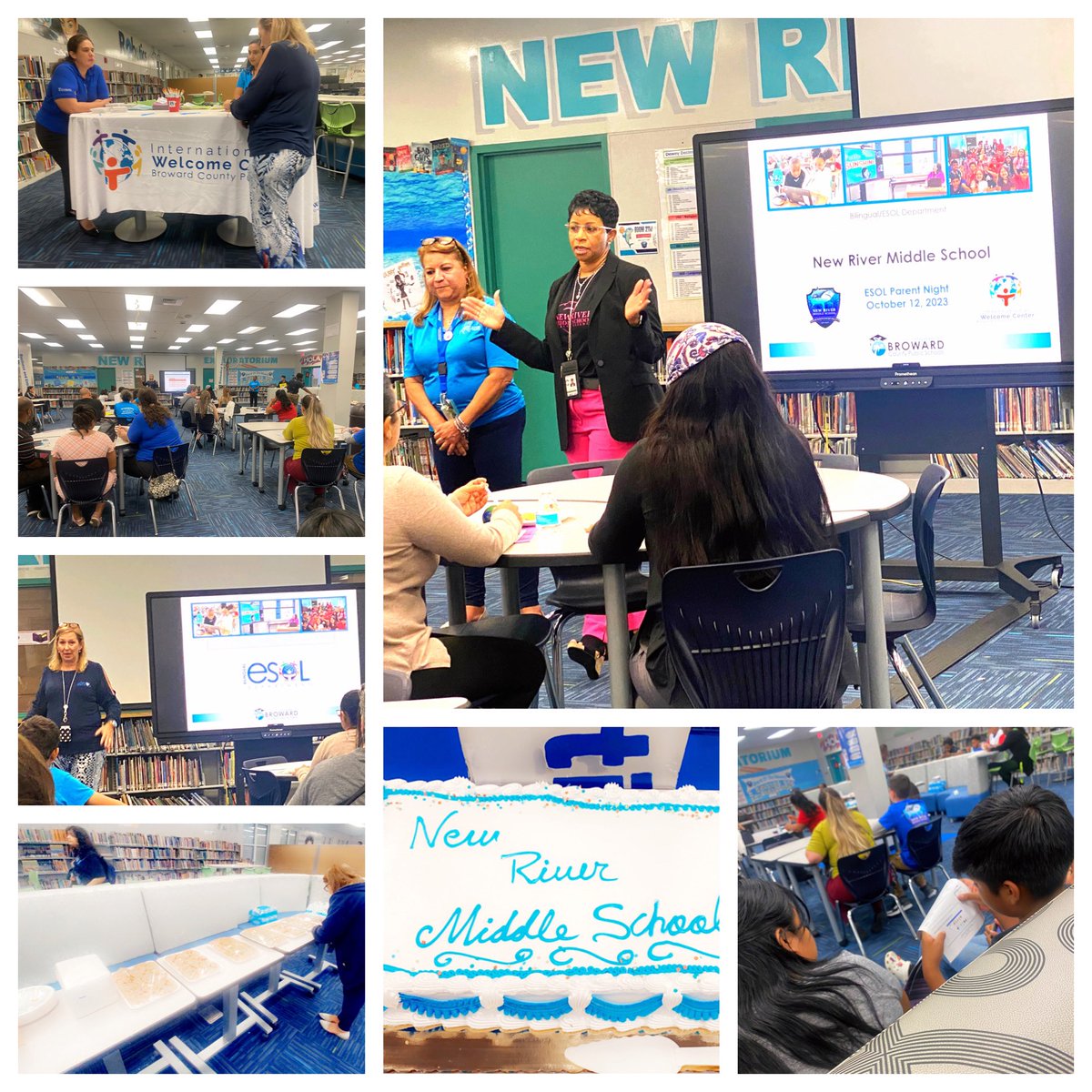 NikaNicole's tweet photo. ESOL Parent Night @NewRiverMiddle  was a great opportunity to interact w/ parents &amp; introduce them to resources they can use at home. Some of the topics covered were: Clever, Canvas, Pinnacle  &amp; more.  

@BrowardESOL translated for all stakeholders- bilingual Sharks Rock! https://t.co/AVqxuch2PB