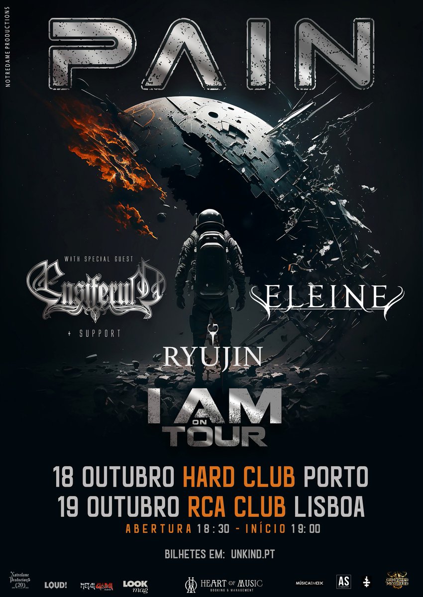theblackplanet1's tweet photo. @_pain + @EnsiferumMetal + @EleineOfficial + @ryujin_band will destroy both @hardclubporto and @RCAClube , on October 18 / 19. Courtesy of Notredame Productions. Get your tickets now! #NotredameProductions #Pain #RCAclub #Hardclub #Ensiferum #ELeine
https://t.co/nx09jJn7xy https://t.co/O4por24QNa
