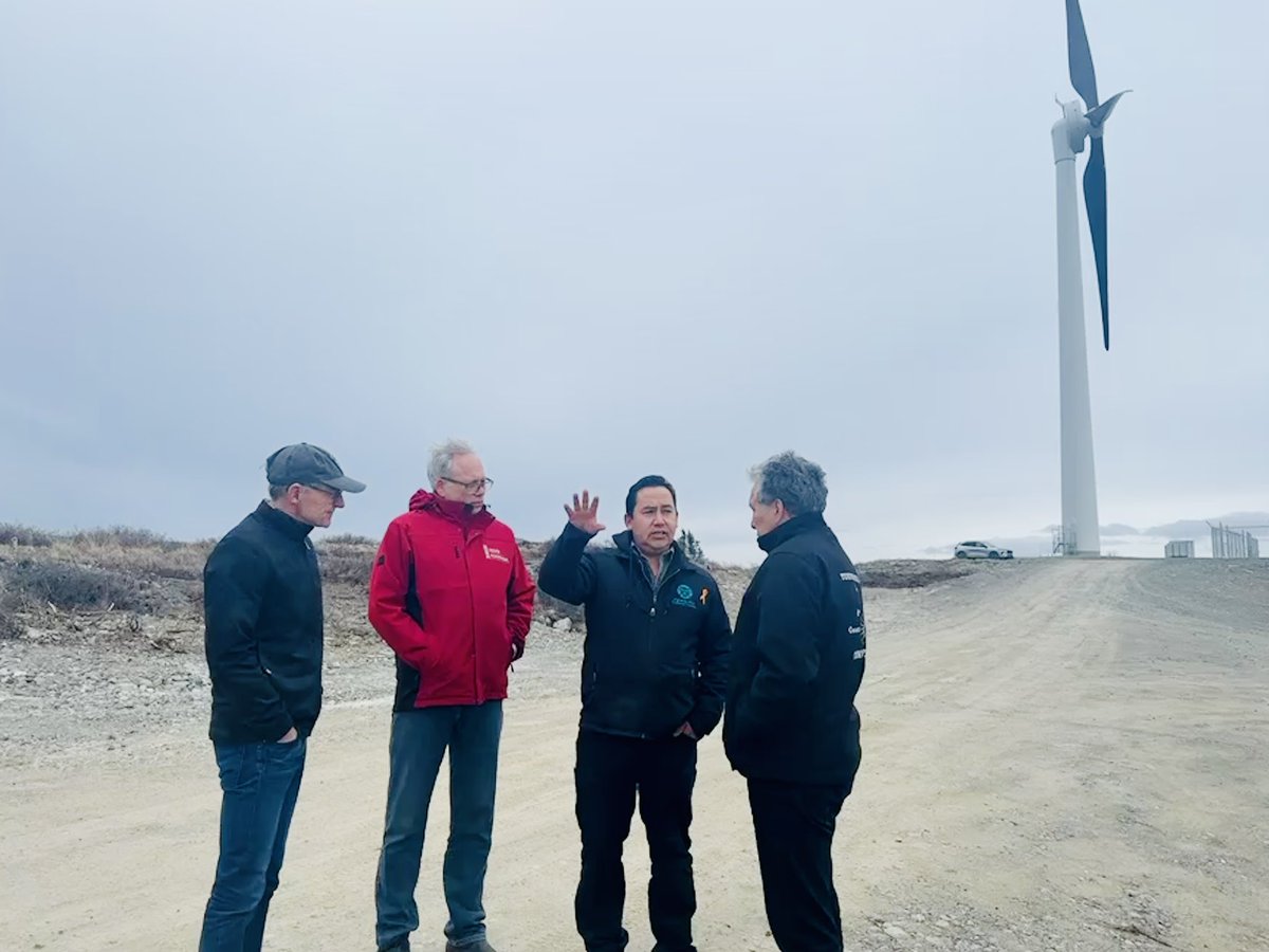 JohnStreicker's tweet photo. With the completion of the Haeckel Hill Wind Project, we celebrate a significant achievement that will help power the Yukon with clean electricity. 

It was great visiting Haeckel Hill today alongside Chief Sean Smith, @stbstvdan and @drbrendanhanley. https://t.co/U2h5xQ5Rcd
