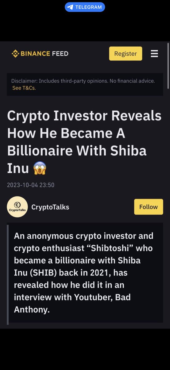 Shahsawar Afridi🦑👑 (@shahsaw007) on Twitter photo The Largest Crypto Exchange <a href="/binance/">Binance</a> just recognized the interview I did with The Legendary Billionaire <a href="/Shibtoshi_SG/">Shibtoshi™</a>
What they Didn’t mention is….
He is now the brainchild 🧠 of and putting his Money, Soul, Effort and Focus into his own super coin called <a href="/Squid_Grow/">SquidGrow™</a> . The Largest Crypto Exchange <a href="/binance/">Binance</a> just recognized the interview I did with The Legendary Billionaire <a href="/Shibtoshi_SG/">Shibtoshi™</a>
What they Didn’t mention is….
He is now the brainchild 🧠 of and putting his Money, Soul, Effort and Focus into his own super coin called <a href="/Squid_Grow/">SquidGrow™</a> .
