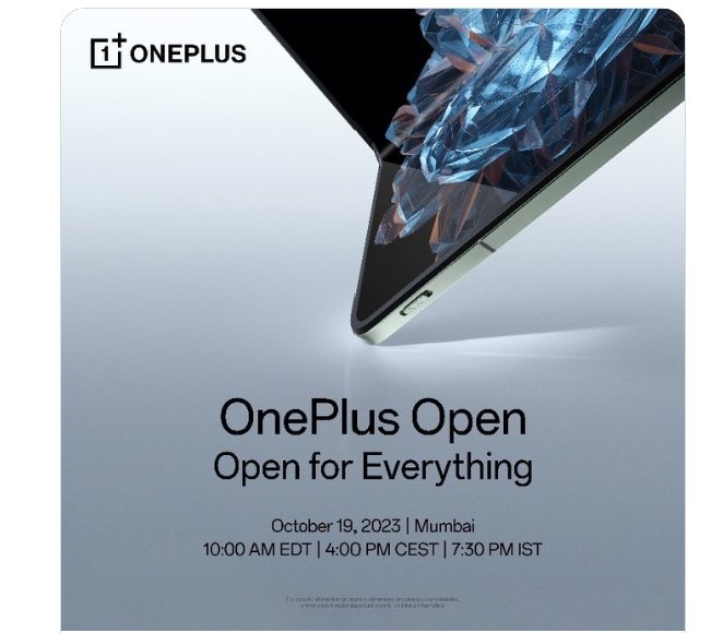 Rahman78686's tweet image. OnePlus Open Global Launch Event 19th October 2023 7:30PM In Mumbai
#OnePlusOpen 
#OnePlusIndia
#OnePlusGlobal