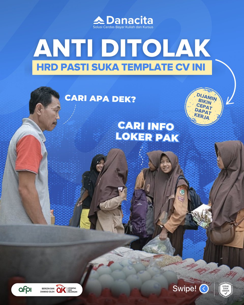 Danacita_id's tweet image. Siap-siap diterima Kerja dengan CV Keren ini! 😎🚀

#danacita #freshgraduate #lamarankerja #infoloker #lowongankerja #cvmenarik