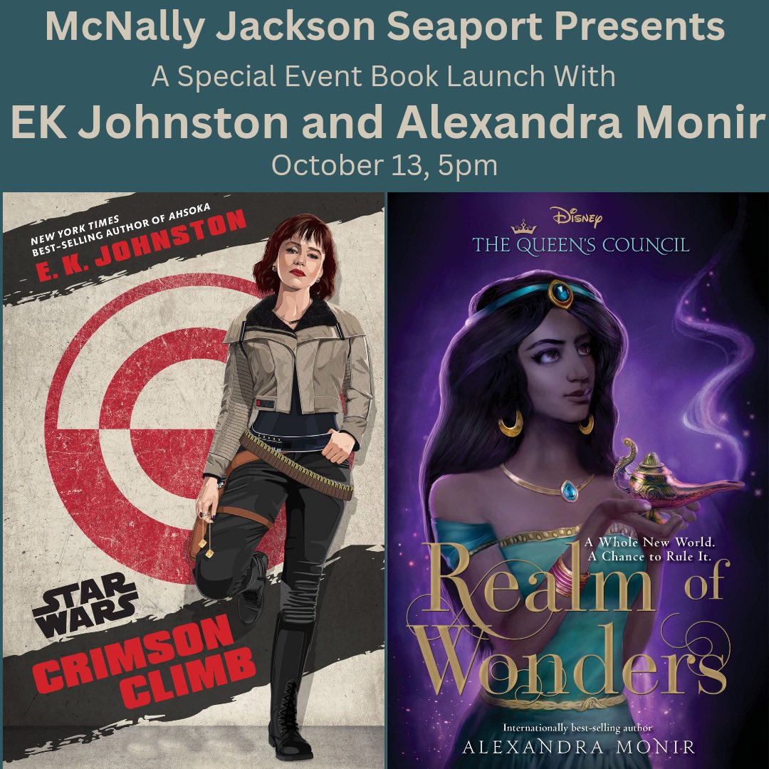 Tomorrow Night!! Join me and @ek_johnston for an NYC launch at @mcnallyjackson Seaport, 5 PM! If you’re a Star Wars or Disney Princess fan, you won’t want to miss this one. 🤗