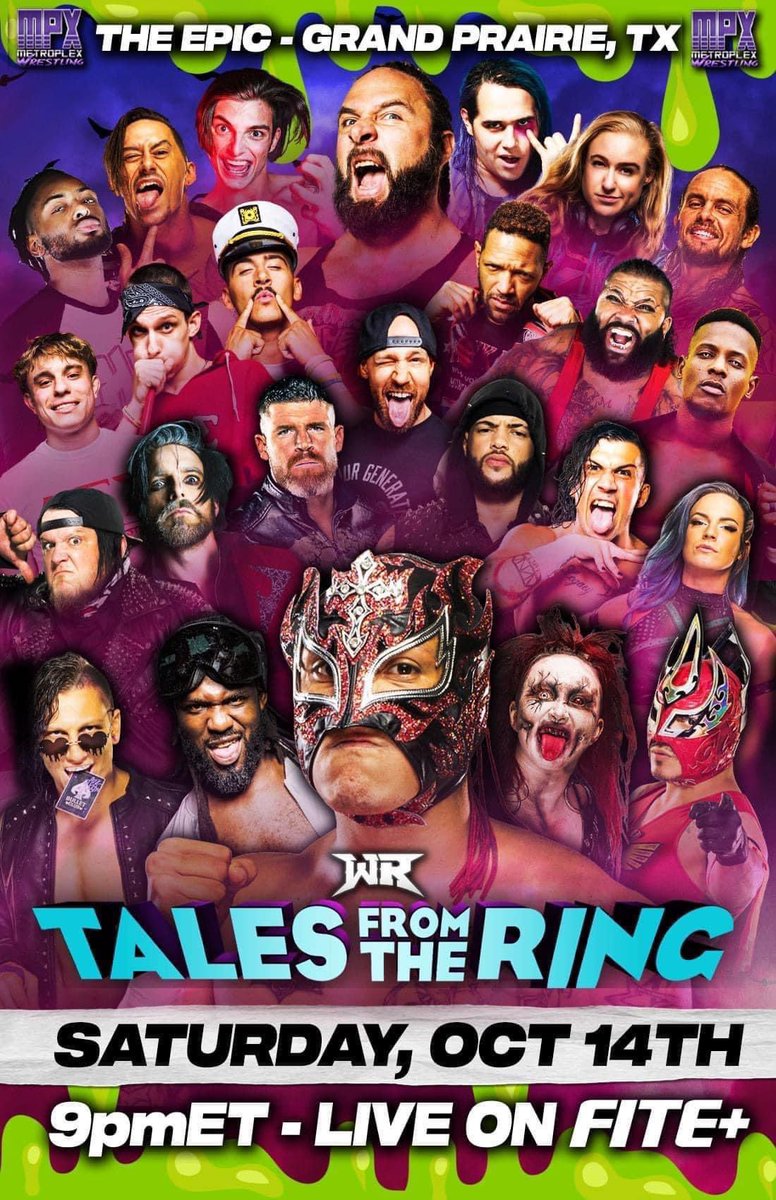 THIS SATURDAY! It gets Ruggedly Scorny!
#TalesFromTheRing
at The EPIC - Grand Prairie, TX
LIVE on FiteTV+

A wild Halloween themed show with the stars of Wrestling Revolver & some of the best TEXAS has to offer from MPX Wrestling !

🎟️ RevolverTickets.com