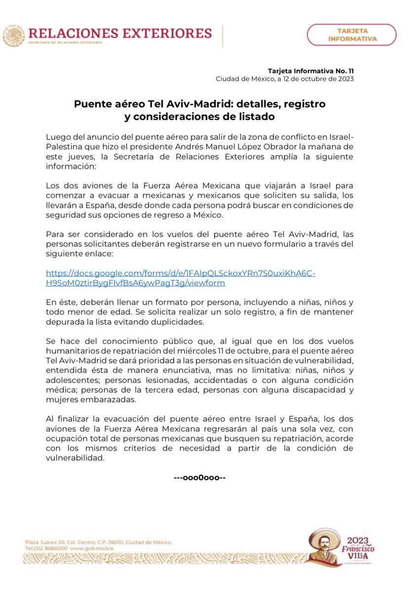 📄 Puente aéreo Tel Aviv - Madrid: detalles, registro y consideraciones de listado.

gob.mx/sre/documentos…