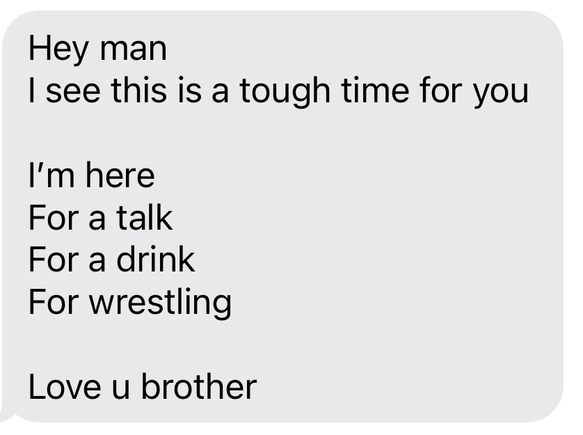 So grateful for the friends who have checked in on me this week. “You stood up for us, now we stand with you.”