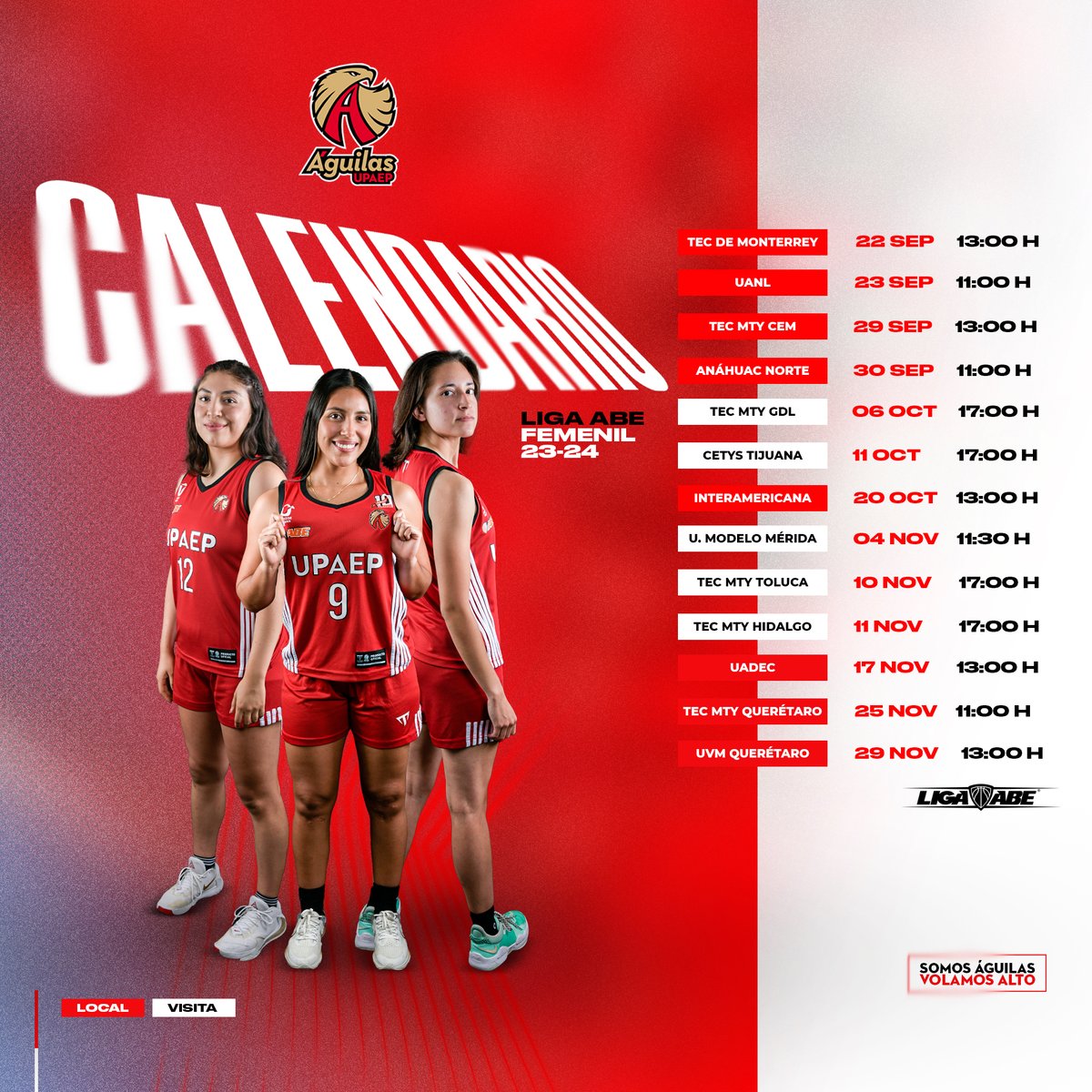 ¿Cuándo juegan las Águilas?🦅 Aquí puedes ver los partidos de este semestre de las Águilas de básquetbol 📆

#VamosPorTodo