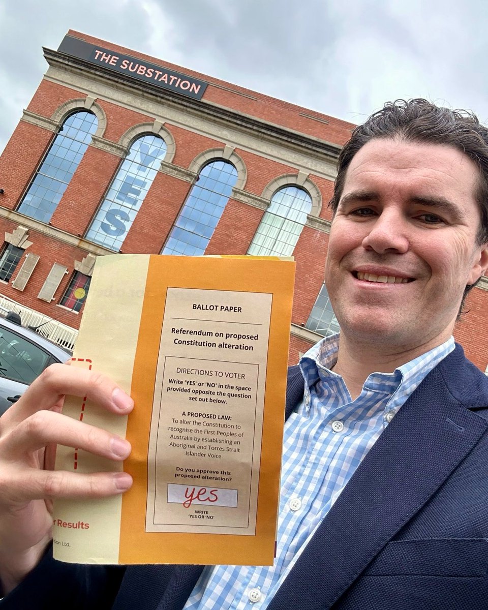 TimWattsMP's tweet photo. Today I voted Yes. 

Yes to recognising 65,000 years of continuous living culture of First Nations people. 

Yes to a Voice to Parliament, which will provide good outcomes not just for us, but for generations to come. 

Yes to a kinder, more generous, more empathetic Australia. https://t.co/MQAJ8IHb1N
